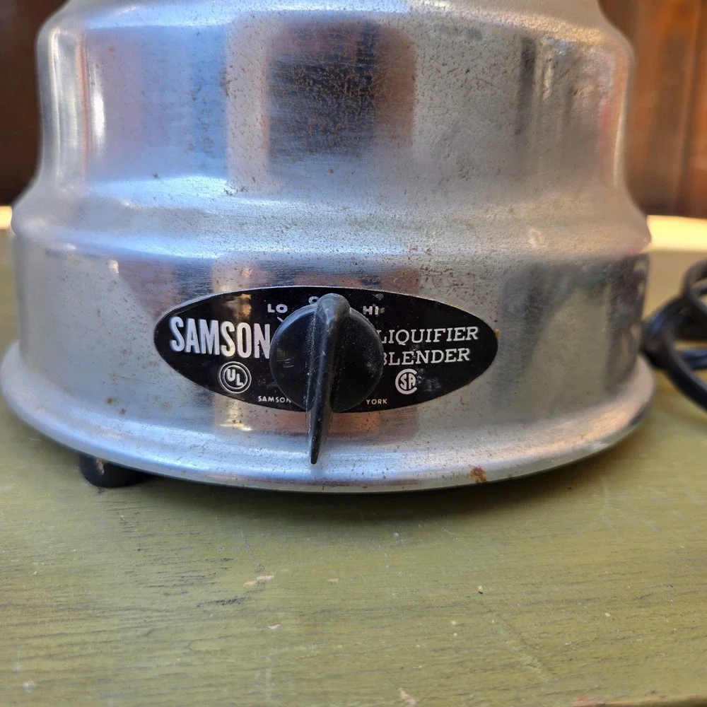 Vintage Samson Liquifier Blender Electric Chrome Beehive Base Blue Jar 2-Speed